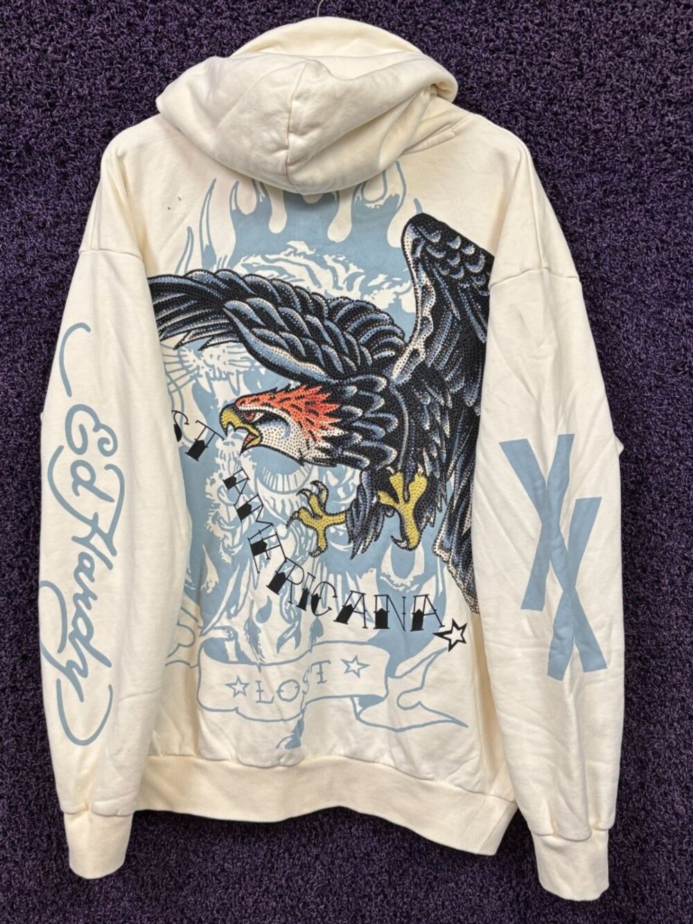 Ed Hardy x Lost Americana Eagle Rhinestone Zip-Up Hoodie XL